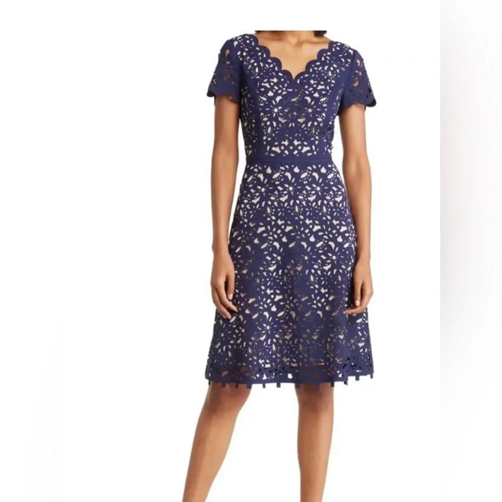 Focus by Shani laser cutting fit and flare dress